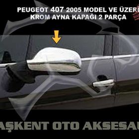 Peugeot 407 2005 Üzeri Paslanmaz Çelik Krom 2 Parça Ayna Kapağı