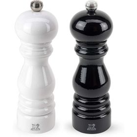 Peugeot Paris Siyah Beyaz 18 cm Karabiber Tuz Değirmen Seti