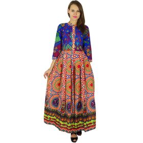 Phagun Bollywood Kurta Hintli Kadın Etnik Pamuk Tasarımcı Kurti Çok Renkli Kadın Tunik Elbise