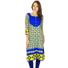 Phagun Bollywood Kurta Hintli Kadın Etnik Pamuk Tasarımcı Kurti Çok Renkli Kadın Tunik Elbise