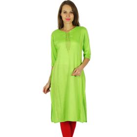 Phagun Hint Bollywood Tasarımcı Kurta Yeşil Kadın Tunik Elbise
