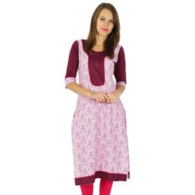 Phagun Hint Etnik Kurti Pamuk Tasarımcı Bollywood Kurta Kırık Beyaz Erik Kadın Tunik