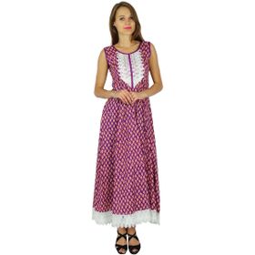 Phagun Hint Etnik Kurti Pamuk Tasarımcı Bollywood Kurta Mor Şeftali Kadın Tunik