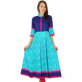 Phagun Hint Kurta Bollywood Tasarımcı Etnik Kurti Pamuk Bue Magenta Kadın Tunik Elbise