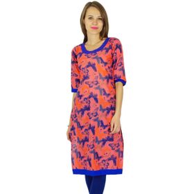 Phagun Hintli Tasarımcı Bollywood Kurta Etnik Kurti Günlük Somon Bulanık Kadın Elbise