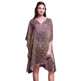 Phagun Kaftan Tatil Ev Kıyafeti Midi Plaj Örtüsü Çok Renkli Kadın Elbise