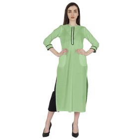 Phagun Kurti Günlük Uzun 3/4 Kollu Tasarımcı Boyun Etnik Kurta Nane Yeşili Kadın Elbise