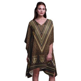 Phagun Mavi Tribal Afrika Plaj Kaftan Bikini Örtü Midi Ceviz Kahverengi Kadın Elbise