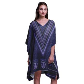 Phagun Mavi Tribal Afrika Plaj Kaftan Bikini Örtü Midi Koyu Mor Kadın Elbise