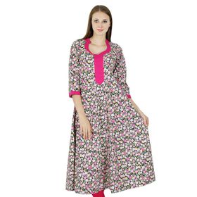 Phagun Tasarımcı Hint Bollywood Baskılı Kurta Pamuklu Kurti Günlük Çok Renkli Kadın Tunik