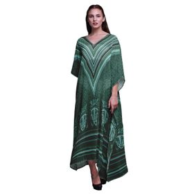 Phagun Tribal Afrikalı Uzun Plaj Kaftan Bikini Örtü Maksi Koyu Cam Göbeği Yeşil Kadın Elbise