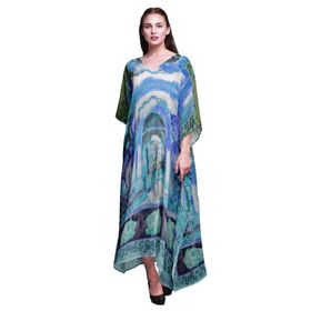 Phagun Uzun Plaj Kaftan Bikini Örtü Maksi Açık Sarı Kadın Elbise