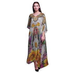 Phagun Uzun Plaj Kaftan Bikini Örtü Maksi Goldenrod Kadın Elbise