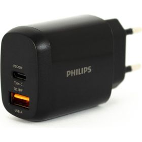 Philips 38w Dlp4326 Usb A 18w Type-C 20w Çift Çıkışlı Başlık Siyah Hızlı Şarj Aleti