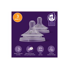 Philips Avent SCY963 02 Natural Response Yavaş Akış 1 Ay 2'li Biberon Emziği
