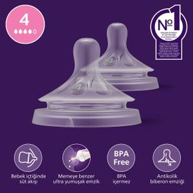 Philips Avent SCY964/02 Doğal Tepkili 4 Numara 2'li Biberon Emziği