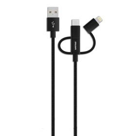 Philips DLC2608BK Siyah 3’ü 1 Arada Örgü Şarj ve Data Kablosu