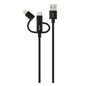Philips DLC2608BK Siyah 3’ü 1 Arada Örgü Şarj ve Data Kablosu