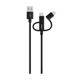 Philips DLC2608BK Siyah 3’ü 1 Arada Örgü Şarj ve Data Kablosu