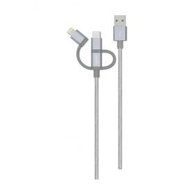 Philips DLC2608SR Beyaz 3'ü 1 Arada Örgü Şarj ve Data Kablosu