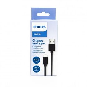 Philips DLC3541A00 1.2 mt USB A To Type-C Hızlı Siyah Şarj ve Data Kablosu