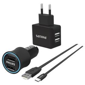 Philips DLP2553EL Siyah Lightning 2'li Seyahat ve Araç Şarjı