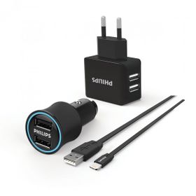 Philips DLP2553EL Siyah Lightning 2'li Seyahat ve Araç Şarjı