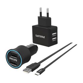 Philips DLP2553EM Siyah Micro USB 2'li Seyahat ve Araç Şarjı