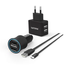 Philips DLP2553EM Siyah Micro USB 2'li Seyahat ve Araç Şarjı