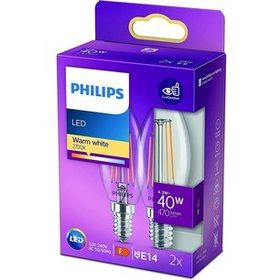 Philips Led Classic 40W B35 Led Mum Filament Ampul 2700K Sarı Işık E14 İnce Duy Dim Edilmez 2'li Eko Paket