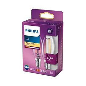 Philips Led Classic 40W B35 Led Mum Filament Ampul 2700K Sarı Işık E14 İnce Duy Dim Edilmez 2'li Eko Paket