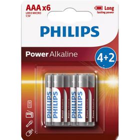 Philips LR03P6BP/10 Power Alkalin AAA 4+2 Pil