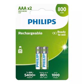 Philips R03B2A80/10 Şarj Edilebilir AAA 2x800 mAh İnce Kalem Pil