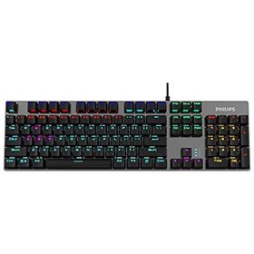 Philips SPK8404 Siyah Gümüş Rainbow Aydınlatmalı Blue Switch Mekanik Gaming Oyuncu Klavyesi