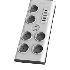 Philips SPN7060WA/62 6'lı 2 mt Akım Korumalı 5 USB Girişli Priz