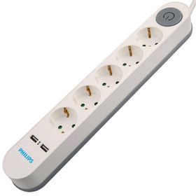 Philips SPS1153A/51 5'li 2 Metre Kablolu Çift USB Anahtarlı Priz