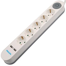 Philips SPS1153A/51 5'li 2 Metre Kablolu Çift USB Anahtarlı Priz