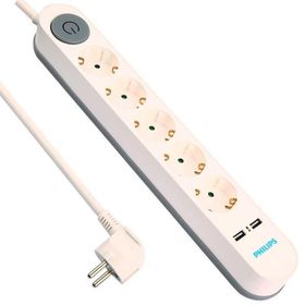 Philips SPS1153A/51 5'li 2 Metre Kablolu Çift USB Anahtarlı Priz