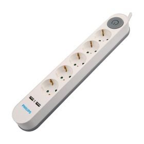 Philips SPS1153A/51 5'li 2 Metre Kablolu Çift USB Anahtarlı Priz