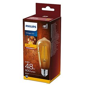 Philips ST64 Led Classic 2700K Sarı Işık E27 Normal Duy Dim Edilmez 48 W Filament Ampul