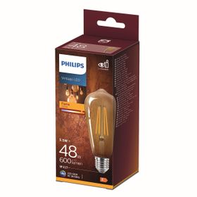 Philips ST64 Led Classic 2700K Sarı Işık E27 Normal Duy Dim Edilmez 48 W Filament Ampul