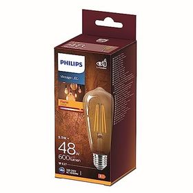 Philips ST64 Led Classic 2700K Sarı Işık E27 Normal Duy Dim Edilmez 48 W Filament Ampul