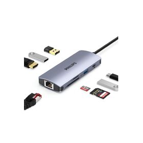 Philips SWR1608S Type-C To HDMI RJ45 Ethernet 3xUSB 3.0 PD TF SD Kart Okuyucu Dönüştürücü