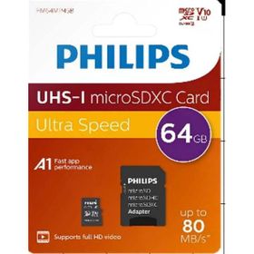 Philips Ultra Speed FM64MP45B Class 10 UHS-I U1 A1 V10 64 GB Micro SD Kart