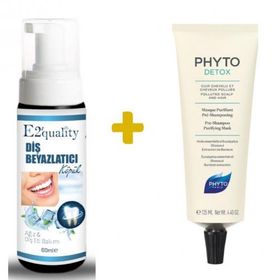 Phyto 125 ml Phytodetox Şampuan Öncesi Arındırıcı Maske+E2'Quality E2'quality Diş Beyazlatıcı Köpük