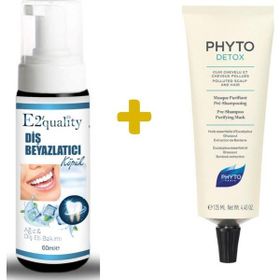 Phyto 125 ml Phytodetox Şampuan Öncesi Arındırıcı Maske+E2'Quality E2'quality Diş Beyazlatıcı Köpük