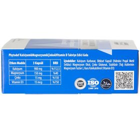 Phytodef Kalsiyum Magnezyum Çinko Vitamin D3 30 Kapsül