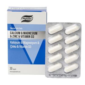 Phytodef Kalsiyum Magnezyum Çinko Vitamin D3 30 Kapsül