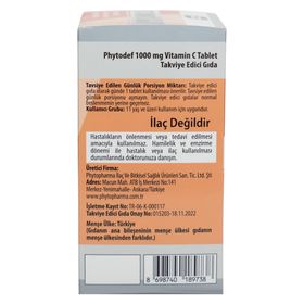 Phytodef Vitamin C 1000 mg İçeren 60 Tablet