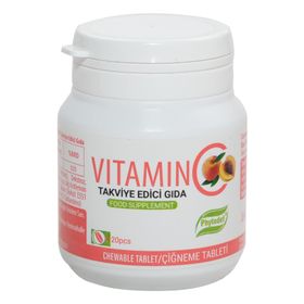 Phytodef Vitamin C Şeftali Aromalı 20 Çiğneme Tableti